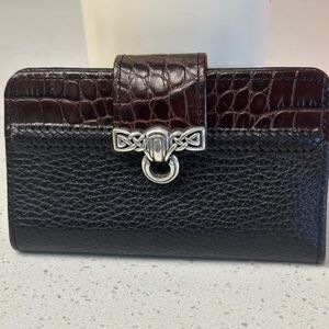 Brighton Black and Dark Brown Leather Wallet with Celtic Silver Accent